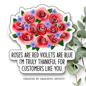 Roses Are Red Violets Are Blue- 2" (inches) Sticker (96ct.)  [GD119-96]